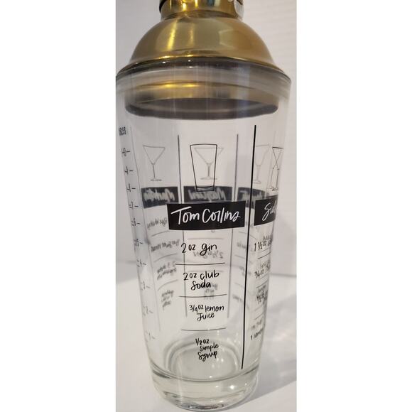 Glass Cocktail Shaker With Printed Recipes And Measurements - Picture 5 of 10